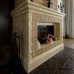 Дровяной камин в бежевом цвете с прямым стеклом ив коллекции Птички.