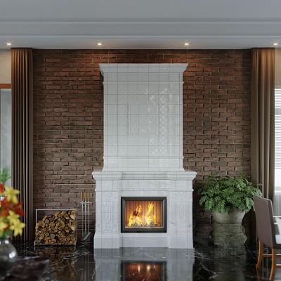 Камин Альбион. Цвет: Белый Антик
