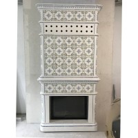 Пристенный изразцовый камин "Элеганс 20x20" в пастельной росписи