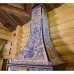 Открытая топка в облицовке расписными изразцами под гжель