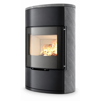 Дровяная печь-камин Ember O2 FG Rounded sides - natural stone (вид не указан)