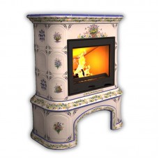 Изразцовый камин Прованс центральный с дровником Роспись Изразцовый камин Прованс центральный с дровником Роспись