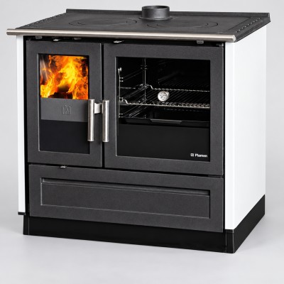 Отопительно-варочная печь Plamen 910 Glas (белая)